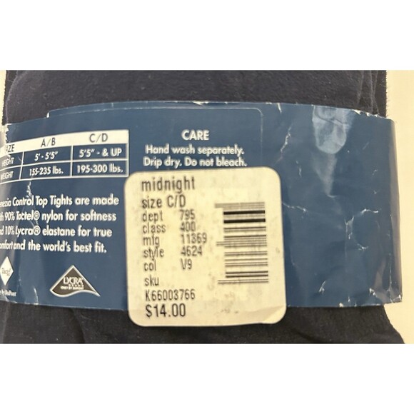 Control Top Tights Women Size C/D (195 - 300 lbs) Midnight Blue Venezia Jeans - Picture 4 of 4